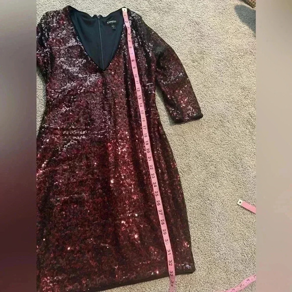 Women's Express Burgundy Red Sequin Mini Sheath Dress 0, Prom Dress, Club Dress, - Picture 4 of 11